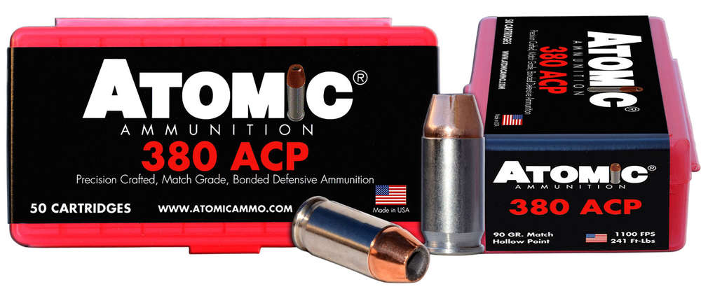 Ammunition Atomic Ammunition 241 ft lbs 380ACP ATOMIC 00414 380ACP      380 90HP            50/10 • Model: 241 ft lbs